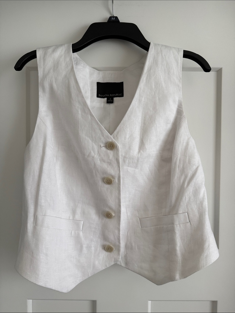 Banana republic white linen crop vest